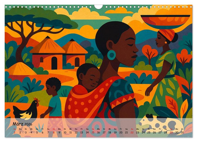 Produktbild: AFRIKA VIBES &ndash; Zw&ouml;lf Bilder voll Stolz, Leben und Licht (Wandkalender 2026 DIN A3 quer), CALVENDO Monatskalender