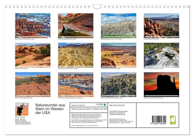 Produktbild: Naturwunder aus Stein im Westen der USA (Wandkalender 2026 DIN A3 quer), CALVENDO Monatskalender