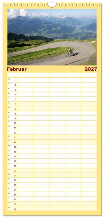 Produktbild: Familienplaner 2027 - Alpenp&auml;sse auf dem Rennrad "Himmlische Serpentinen" mit 5 Spalten (Wandkalender, 21 x 45 cm) CALVENDO