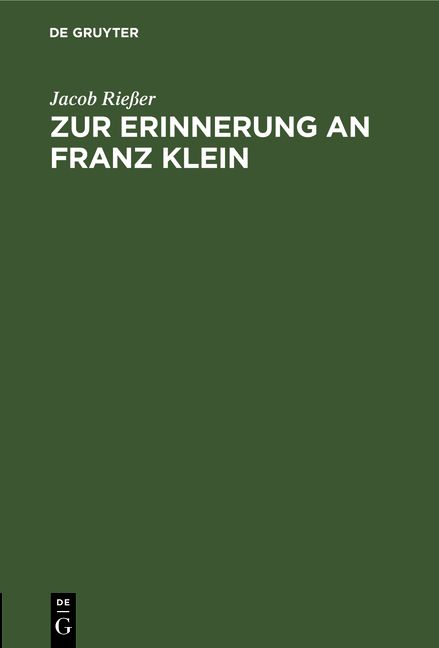Produktbild: Zur Erinnerung an Franz Klein