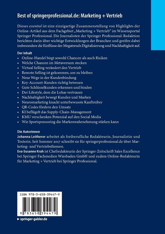 Produktbild: Best of springerprofessional.de: Marketing + Vertrieb