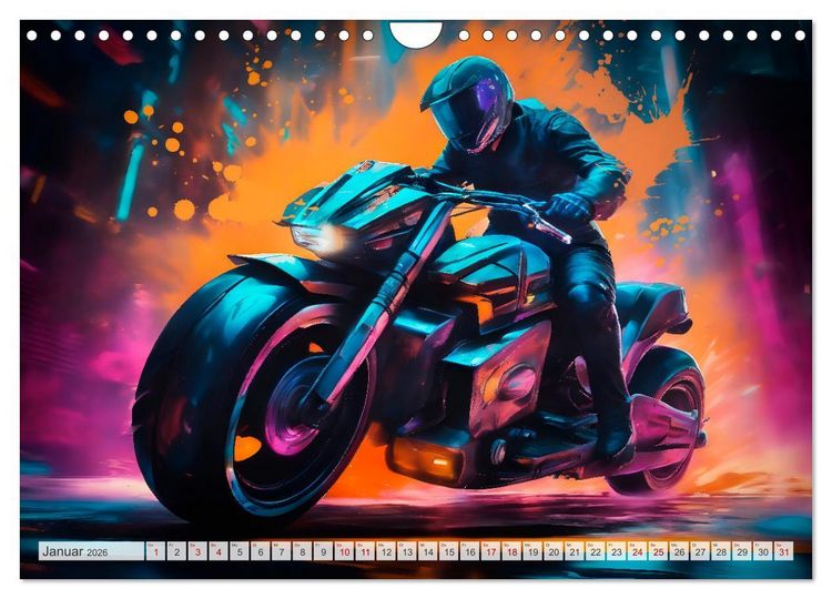 Produktbild: Coole KI-generierte MOTORR&Auml;DER (Wandkalender 2026 DIN A4 quer), CALVENDO Monatskalender