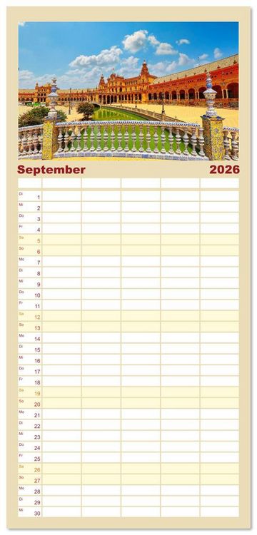 Produktbild: Familienplaner 2026 - Andaluc&iacute;a - Buenos D&iacute;as mit 5 Spalten (Wandkalender, 21 x 45 cm) CALVENDO
