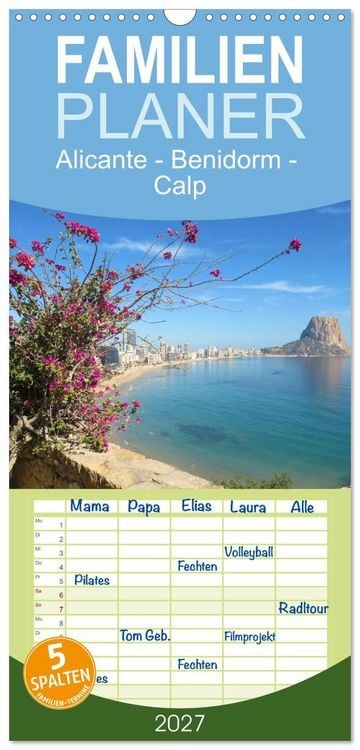 Produktbild: Familienplaner 2027 - Alicante - Benidorm - Calp mit 5 Spalten (Wandkalender, 21 x 45 cm) CALVENDO