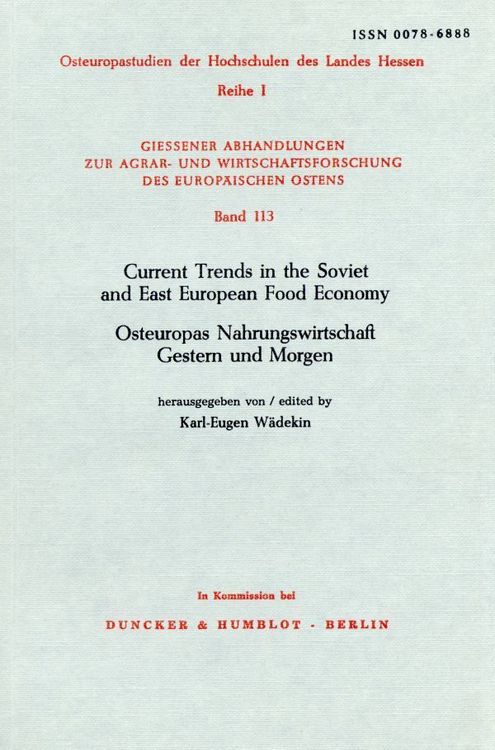 Produktbild: Current Trends in the Soviet and East European Food Economy.