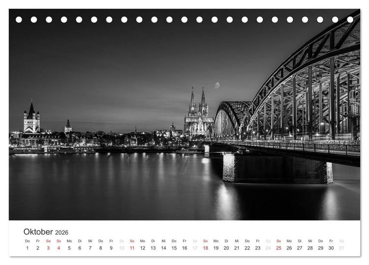 Produktbild: K&ouml;ln - monochrome Ansichten (Tischkalender 2026 DIN A5 quer), CALVENDO Monatskalender