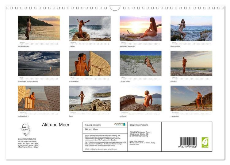 Produktbild: Akt und Meer (Wandkalender 2026 DIN A3 quer), CALVENDO Monatskalender