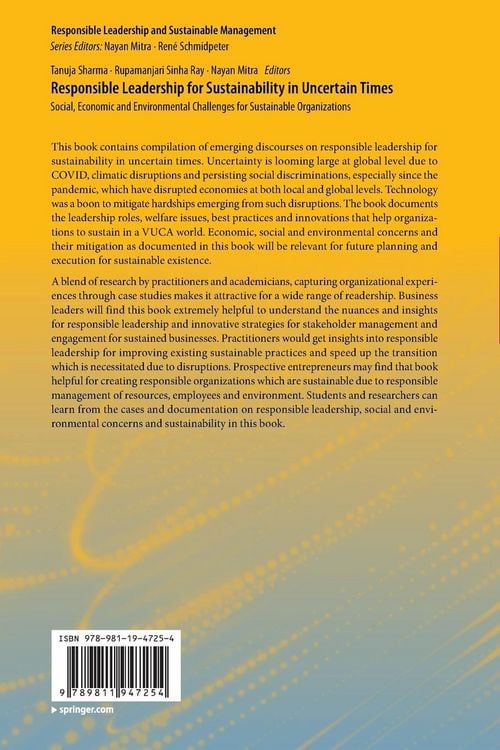 Produktbild: Responsible Leadership for Sustainability in Uncertain Times