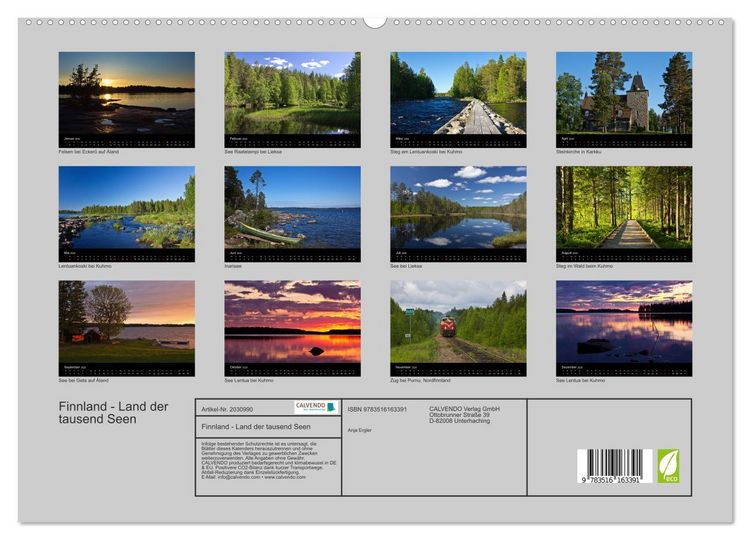Produktbild: Finnland - Land der tausend Seen (hochwertiger Premium Wandkalender 2026 DIN A2 quer), Kunstdruck in Hochglanz