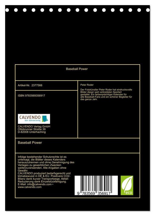 Produktbild: Baseball Power (Tischkalender 2027 DIN A5 hoch), CALVENDO Monatskalender