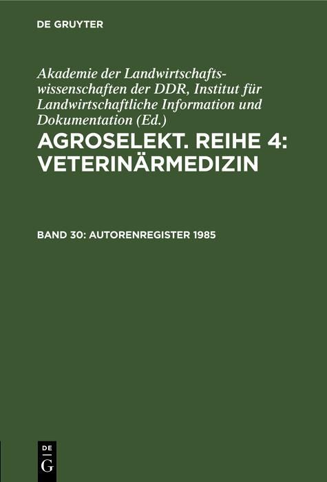 Produktbild: Autorenregister 1985