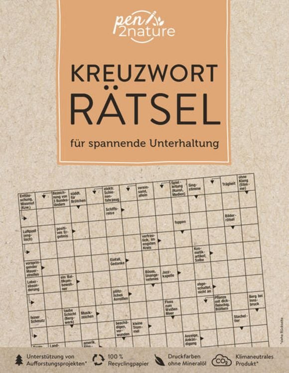 Produktbild: Kreuzworträtsel für spannende Unterhaltung. Nachhaltiges Rätselbuch in Farbe