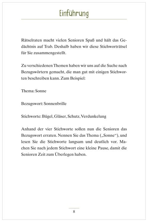 Produktbild: Stichwortr&auml;tsel f&uuml;r Senioren - auch mit Demenz. Kurze R&auml;tsel f&uuml;r Senioren mit Demenz: 4 Stichw&ouml;rter &ndash; 1 Begriff