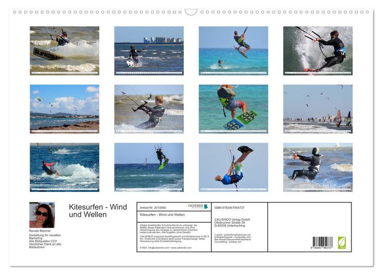 Produktbild: Kitesurfen - Wind und Wellen (Wandkalender 2026 DIN A2 quer), CALVENDO Monatskalender