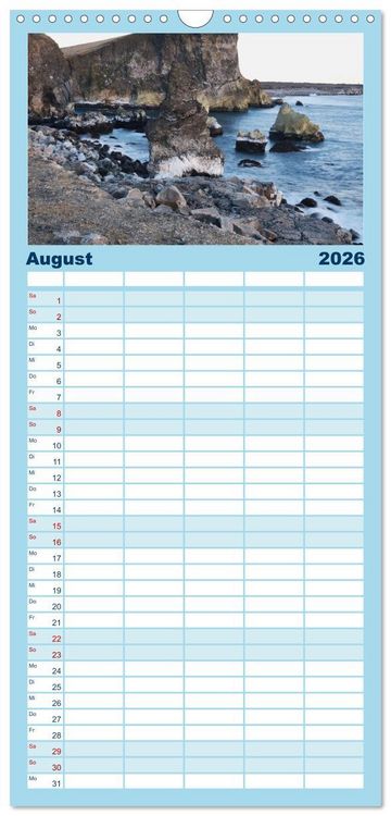 Produktbild: Familienplaner 2026 - Island - faszinierende Landschaften im S&uuml;den mit 5 Spalten (Wandkalender, 21 x 45 cm) CALVENDO