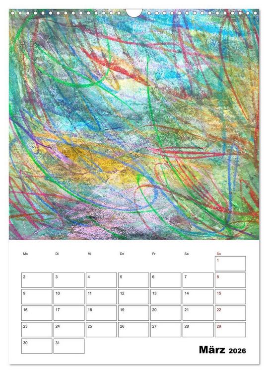 Produktbild: Ungeb&auml;ndigt frei - Abstrakte Malerei - dynamische Linien in leuchtenden Farbr&auml;umen (Wandkalender 2026 DIN A3 hoch), CALVENDO Monatskalender