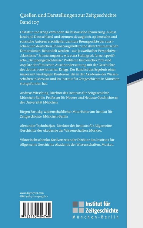 Produktbild: Erinnerung an Diktatur und Krieg