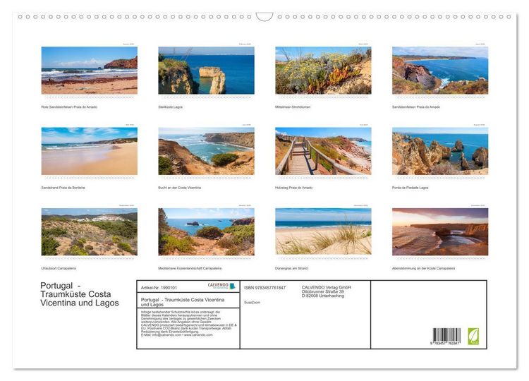 Produktbild: Portugal - Traumk&uuml;ste Costa Vicentina und Lagos (Wandkalender 2026 DIN A2 quer), CALVENDO Monatskalender