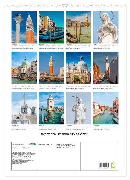 Produktbild: Italy, Venice - Immortal City on Water (Wall Calendar 2026 DIN A2 portrait), CALVENDO 12 Month Wall Calendar