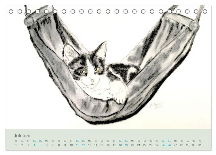 Produktbild: KATZEN PortraiTierART (Tischkalender 2026 DIN A5 quer), CALVENDO Monatskalender