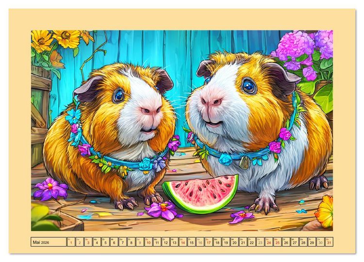 Produktbild: Niedliche Meerschweinchen. Zauberhafte Cartoons mit Witz und Charme (Wandkalender 2026 DIN A3 quer), CALVENDO Monatskalender