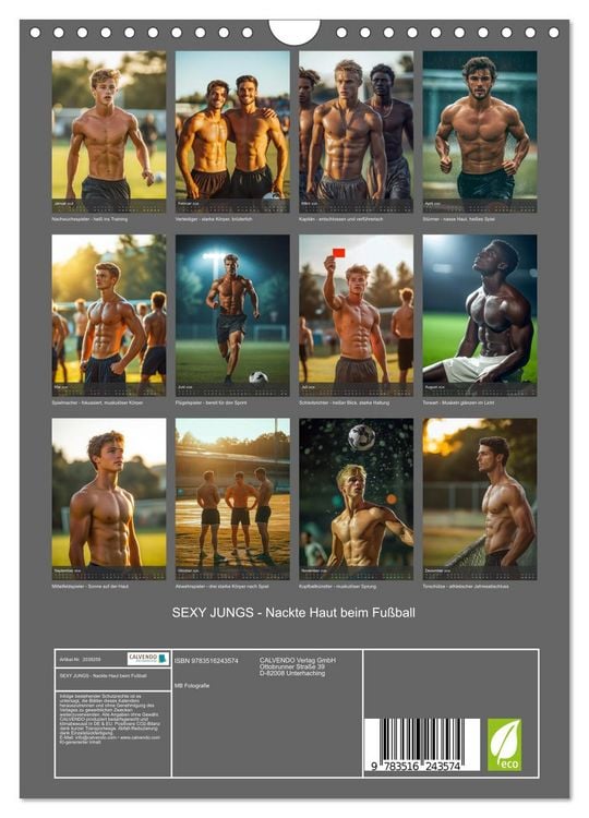 Produktbild: SEXY JUNGS - Nackte Haut beim Fu&szlig;ball (Wandkalender 2026 DIN A4 hoch), CALVENDO Monatskalender