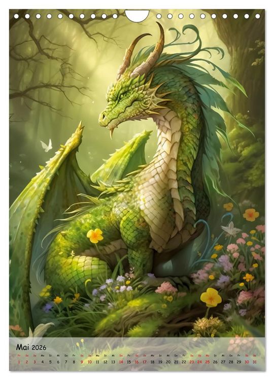 Produktbild: Gefl&uuml;gelte H&uuml;ter - Erleben Sie die Magie der Drachen (Wandkalender 2026 DIN A4 hoch), CALVENDO Monatskalender