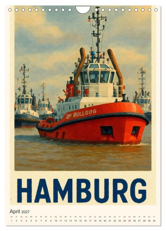 Produktbild: City Poster Hamburg - Stilisierte Impressionen der Hansestadt (Wandkalender 2027 DIN A4 hoch), CALVENDO Monatskalender