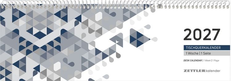 Produktbild: Tischquerkalender 1W/1S blau 2027