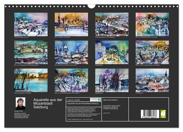 Produktbild: Aquarelle aus der Mozartstadt Salzburg (Wandkalender 2026 DIN A3 quer), CALVENDO Monatskalender