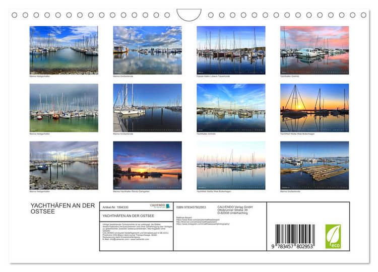 Produktbild: YACHTH&Auml;FEN AN DER OSTSEE (Wandkalender 2026 DIN A4 quer), CALVENDO Monatskalender