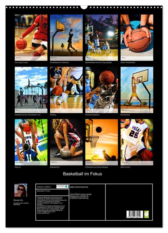 Produktbild: Basketball im Fokus (Wandkalender 2026 DIN A2 hoch), CALVENDO Monatskalender
