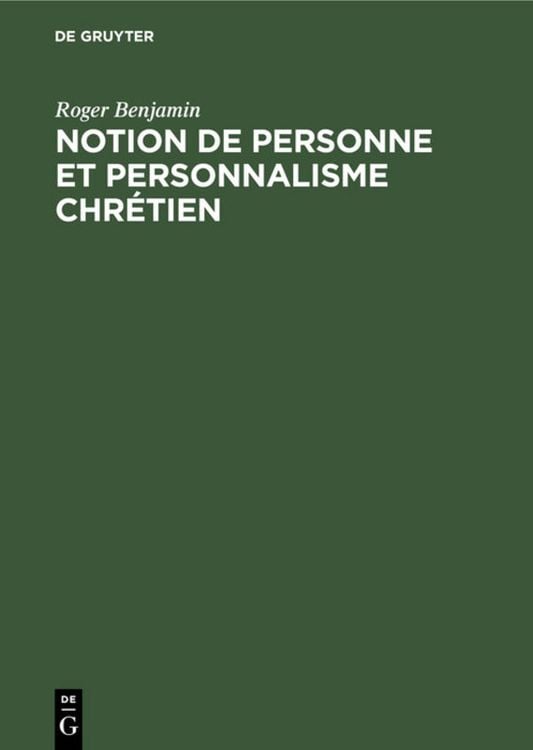 Produktbild: Notion de personne et personnalisme chr&eacute;tien