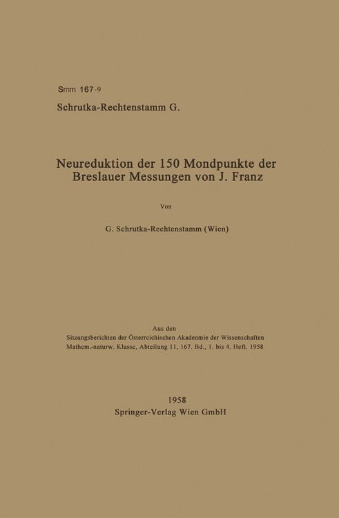 Produktbild: Neureduktion der 150 Mondpunkte der Breslauer Messungen von J. Franz