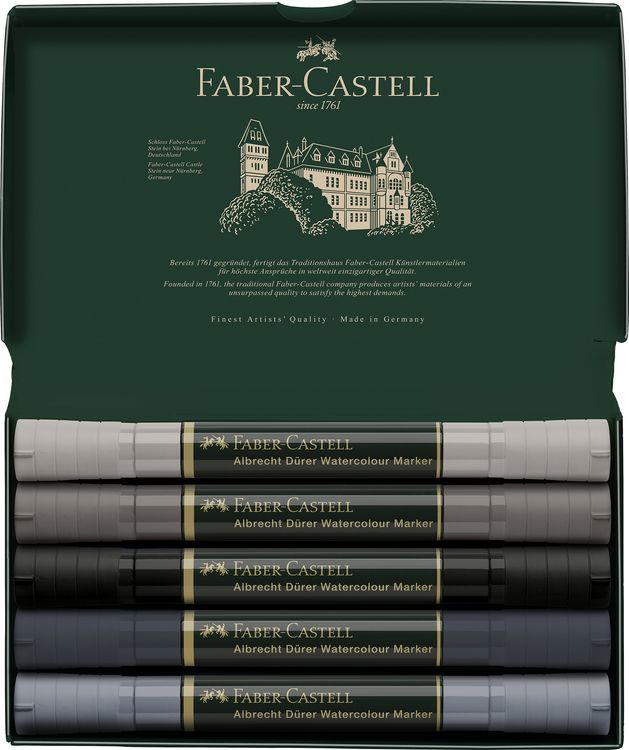 Produktbild: Faber-Castell Aquarellmarker Albrecht D&uuml;rer, 5er Set, Graut&ouml;ne