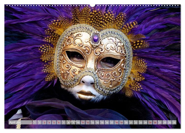 Produktbild: neunziggrad I photoart: venezia carnevale (hochwertiger Premium Wandkalender 2026 DIN A2 quer), Kunstdruck in Hochglanz