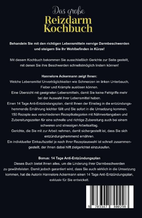 Produktbild: Das gro&szlig;e Reizdarm Kochbuch! Inklusive 14 Tage N&auml;hrwerteangaben und Ern&auml;hrungsratgeber! 1. Auflage
