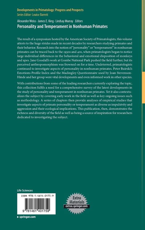 Produktbild: Personality and Temperament in Nonhuman Primates