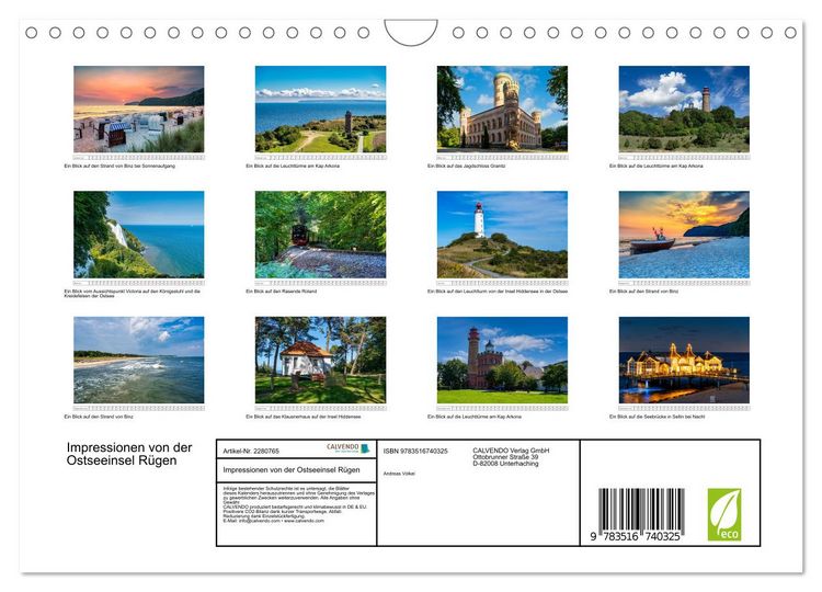 Produktbild: Impressionen von der Ostseeinsel R&uuml;gen (Wandkalender 2026 DIN A4 quer), CALVENDO Monatskalender