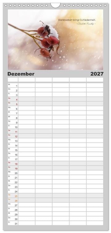 Produktbild: Familienplaner 2027 - Mit guten Gedanken durch das Jahr mit 5 Spalten (Wandkalender, 21 x 45 cm) CALVENDO