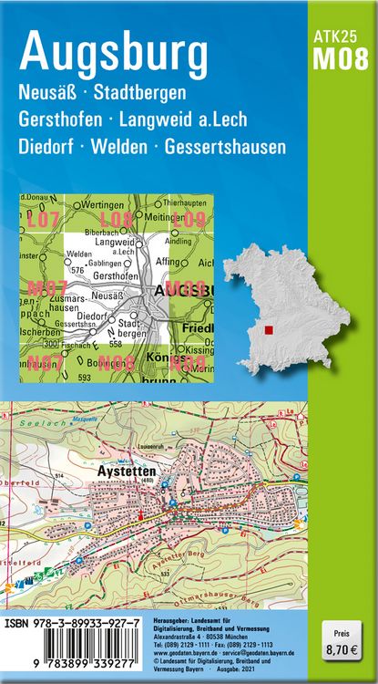 Produktbild: ATK25-M08 Augsburg (Amtliche Topographische Karte 1:25000)