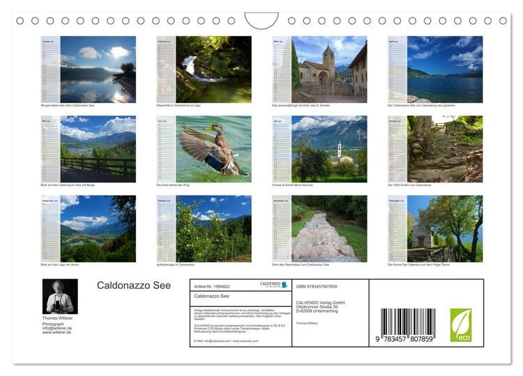 Produktbild: Caldonazzo See (Wandkalender 2026 DIN A4 quer), CALVENDO Monatskalender