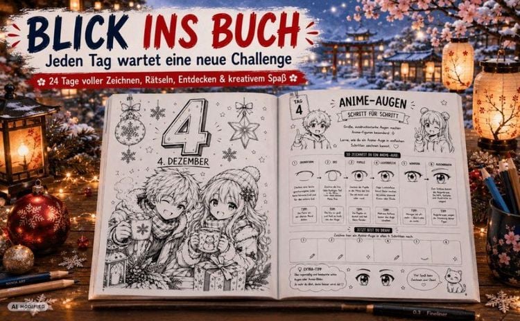 Produktbild: Anime Adventskalender: 24 Tage voller Zeichen-Challenges, R&auml;tsel, Japanisch & Manga-Abenteuer