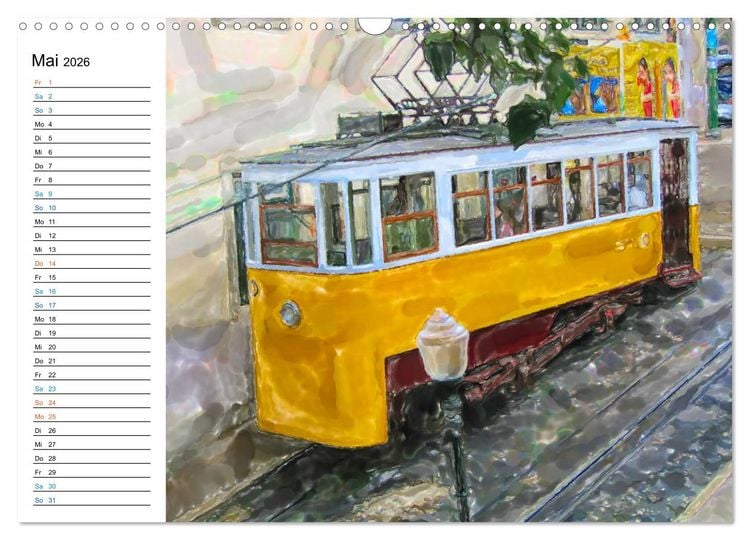 Produktbild: Lissabon - Stadtrundgang in Aquarell-Illustrationen (Wandkalender 2026 DIN A3 quer), CALVENDO Monatskalender