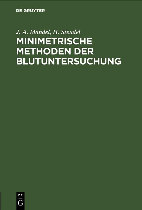 Produktbild: Minimetrische Methoden der Blutuntersuchung