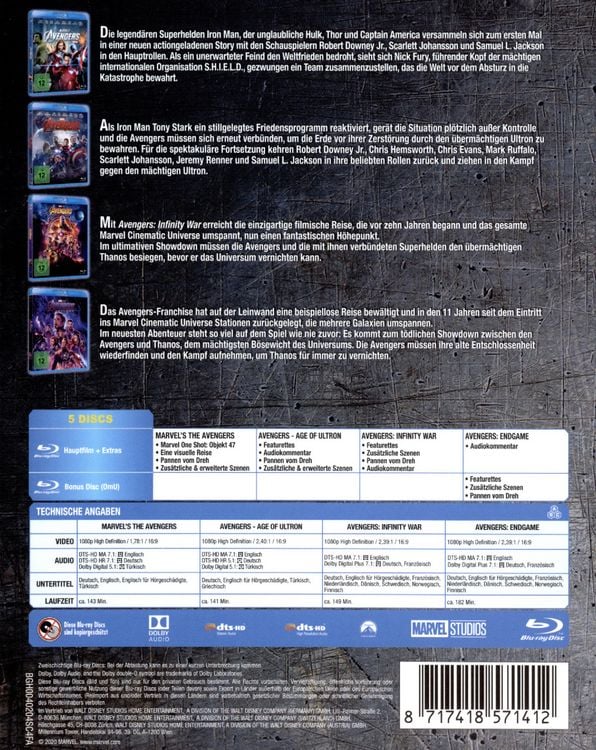 Produktbild: The Avengers 4-Movie Collection [5 BRs]