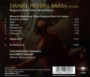 Produktbild: Dal Barba:Requiem And Other Sacred Music