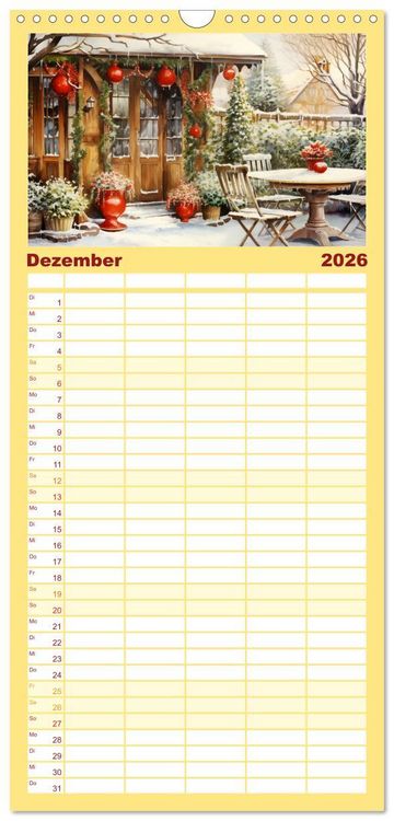 Produktbild: Familienplaner 2026 - Lauschige Gartenecken mit 5 Spalten (Wandkalender, 21 x 45 cm) CALVENDO
