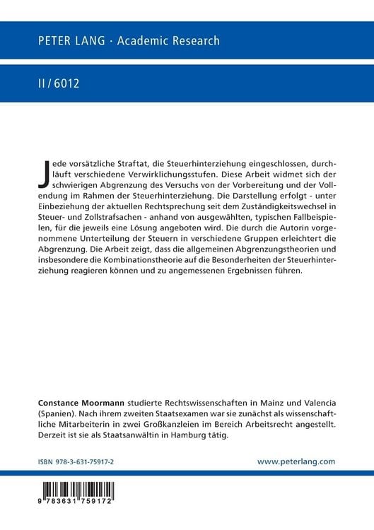 Produktbild: Verwirklichungsstufen der Steuerhinterziehung