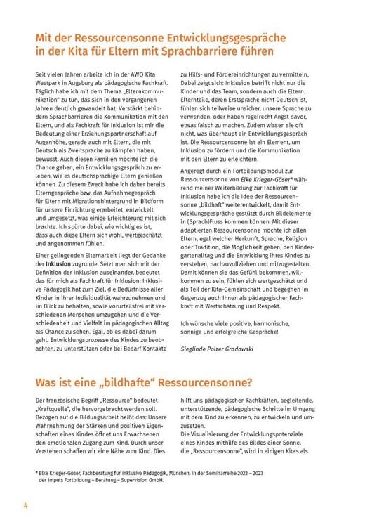 Produktbild: Die Ressourcensonne: Gute Entwicklungsgespr&auml;che in der Kita trotz Sprachbarriere